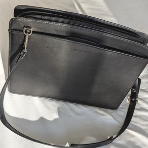 Karl Lagerfeld black leather messenger bag